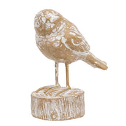 Carved Wood Look Resin Whitewashed Bird on Stump  (3 Count Assortment)