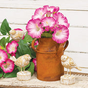 Carved Wood Look Resin Whitewashed Bird on Stump  (3 Count Assortment)