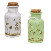 Spring Flowers & Butterflies LED Glass Jar  (2 Count Assortment)