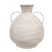 Distressed White Metal Two Handled Vase - 14"H  (2 Count Assortment)