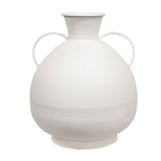 Distressed White Metal Two Handled Vase - 14"H  (2 Count Assortment)
