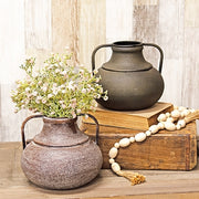 Distressed Rustic Metal Flower Urn - 7.5"H  (2 Count Assortment)