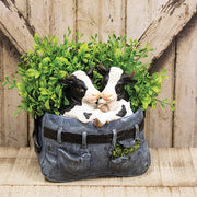 Resin Cow Pair in Jeans Planter