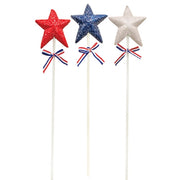 Glittered Americana Star Pick - 16.75"H  (3 Count Assortment)