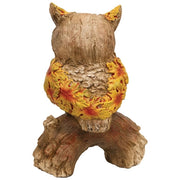 Resin Fall Leaf Floral Owl On Mushroom Log