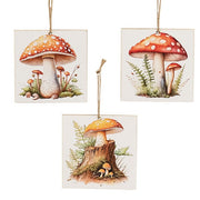 Woodland Mushroom Square Ornament  (3 Count Assortment)