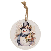 Winter Floral Snowman Ornament - 5" Dia.  (3 Count Assortment)