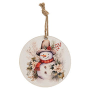 Winter Floral Snowman Ornament - 5" Dia.  (3 Count Assortment)