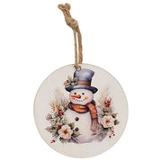 Winter Floral Snowman Ornament - 5" Dia.  (3 Count Assortment)