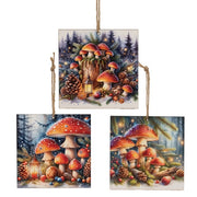Winter Mushroom Patch Ornament - 4"  (3 Count Assortment)