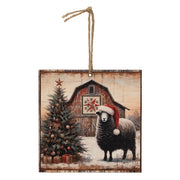 Christmas Tree Barn & Sheep Ornament - 4"  (3 Count Assortment)