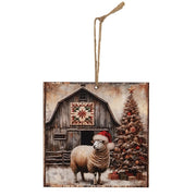 Christmas Tree Barn & Sheep Ornament - 4"  (3 Count Assortment)
