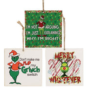 Merry Whatever Grinch Ornament - 4"  (3 Count Assortment)