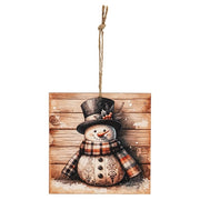 Vintage Pattern Snowman Ornament - 4" Sq.  (3 Count Assortment)