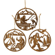 Bigfood Camping Ornament - 4.5"  (3 Count Assortment)