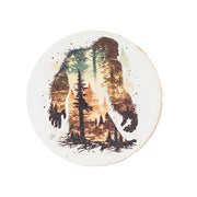 Bigfoot Forest Silhouette Magnet - 3.5" Dia.  (2 Count Assortment)