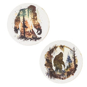 Bigfoot Forest Silhouette Magnet - 3.5" Dia.  (2 Count Assortment)