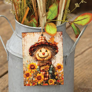 Harvest Sunflowers Scarecrow Ornament - 3x4