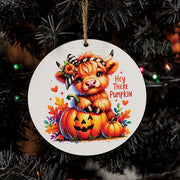 Hey There Pumpkin Harvest Highland Ornament - 4" Dia.