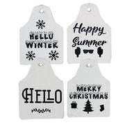 Welcome Black & White Cow Sign with 13 Seasonal Ear Tags