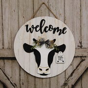Welcome Black & White Cow Sign with 13 Seasonal Ear Tags
