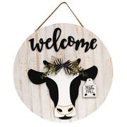 Welcome Black & White Cow Sign with 13 Seasonal Ear Tags