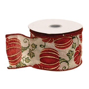 Wired Linen Pumpkin Patch Ribbon - 2.5" x 10 Yards