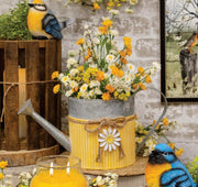 Galvanized Metal Watering Can with Daisy Charm