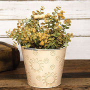 Ivory Sunflower Embossed Bucket with Handle