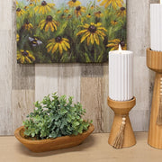 Natural Wooden Beaded Pillar Holder - 5.5"H