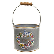 Butterfly Floral Spring Distressed Metal Buckets (Set of 2)