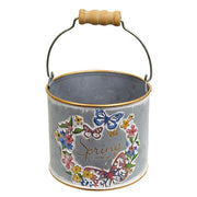 Butterfly Floral Spring Distressed Metal Buckets (Set of 2)