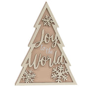 Glittered Wooden Joy to the World & Snowflake Christmas Tree Sitters (Set of 3)