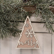 Glittered Merry Snowflake Christmas Tree Ornament