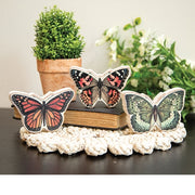 Watercolor Chunky Wood Butterfly Sitter  (3 Count Assortment)