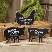 Let Go and Moove Along Wooden Cow Sitter