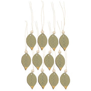 Gold-Tipped Wooden Leaf Tags (Set of 12)