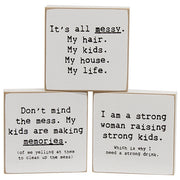 Strong Woman Strong Kids Mini Square Block  (3 Count Assortment)