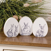 Easter Bunny Sketch Wooden Egg Block  (3 Count Assortment)