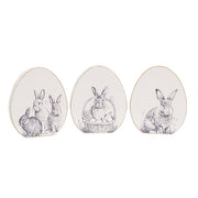 Easter Bunny Sketch Wooden Egg Block  (3 Count Assortment)