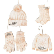 Sparkle Snowflake Winter White Ornament  (4 Count Assortment)