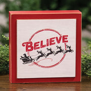 Believe Santa & Sleigh Layered Box Sign