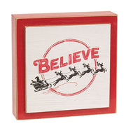 Believe Santa & Sleigh Layered Box Sign