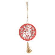 Yuletide Folklore Round Wooden Reindeer Ornament  (2 Count Assortment)