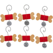 Wooden Dog Bone with Tag Ornament  (6 Count Assortment)