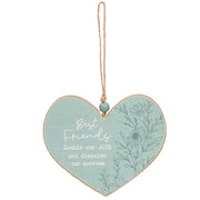 Wildflower Friendship Wooden Heart Ornament  (3 Count Assortment)