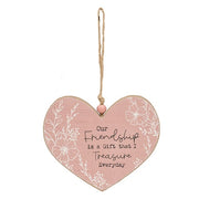 Wildflower Friendship Wooden Heart Ornament  (3 Count Assortment)