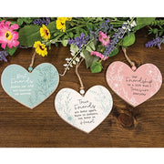 Wildflower Friendship Wooden Heart Ornament  (3 Count Assortment)