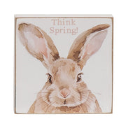Think Spring Watercolor Bunny Square Block
