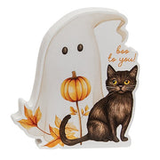 Spooky Boo Wooden Cat Sitter  (3 Count Assortment)